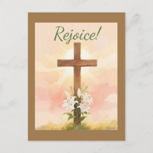 Osterfreude Kreuz und Lilien Christlich Postkarte