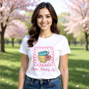 Osterfrühling Freude Teetassen Süß Gingham Tri-Blend Shirt