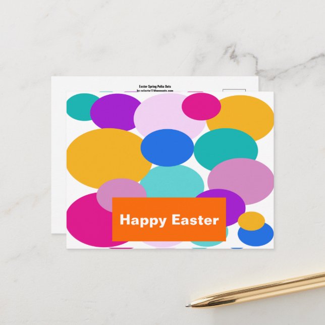 Osterfrühlingspunkte Polka Dots Postkarte (Vorderseite/Rückseite Beispiel)