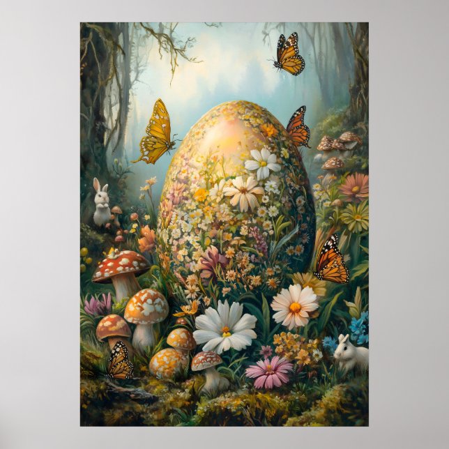Osterfrühlingswald Natur Malerei Poster (Vorne)