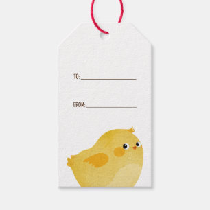 Ostergebäck mit gelbem Aquarellhühnchen Geschenkanhänger
