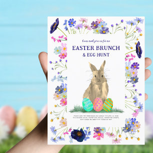 Ostergeblasene Ei Hunt Brunch Blumenstrauß Einladungspostkarte