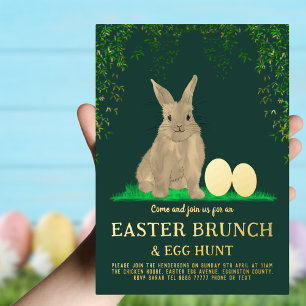 Ostergeblasene Ei-Jagd und Brunch Gold Green Folieneinladung