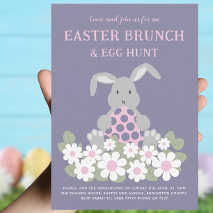 Ostergeblasene Ei-Jagd und Brunch Rosa Blütenbraun Einladung