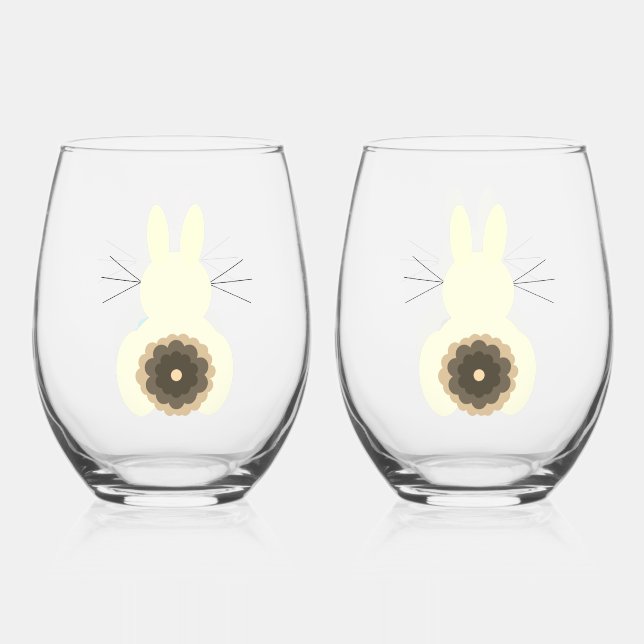 Ostergeblasenes Set Weinglas Ohne Stiel (Vorderseite)