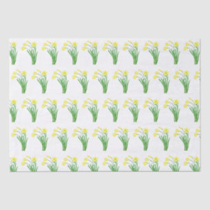 Ostergelbe Aquarell-Narzissen Blumen Frühlings-Sch Seidenpapier