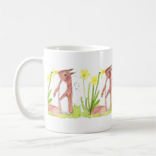 Ostergelbe Wasserfarben-Narzissen mit Eichhörnchen Kaffeetasse