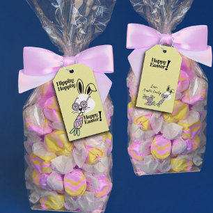 Ostergeschenk-Anhänger Retro Flower Power Hase Geschenkanhänger