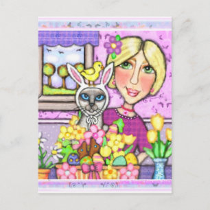 Ostergeschenk Körbe Katze & Lady Postkarte