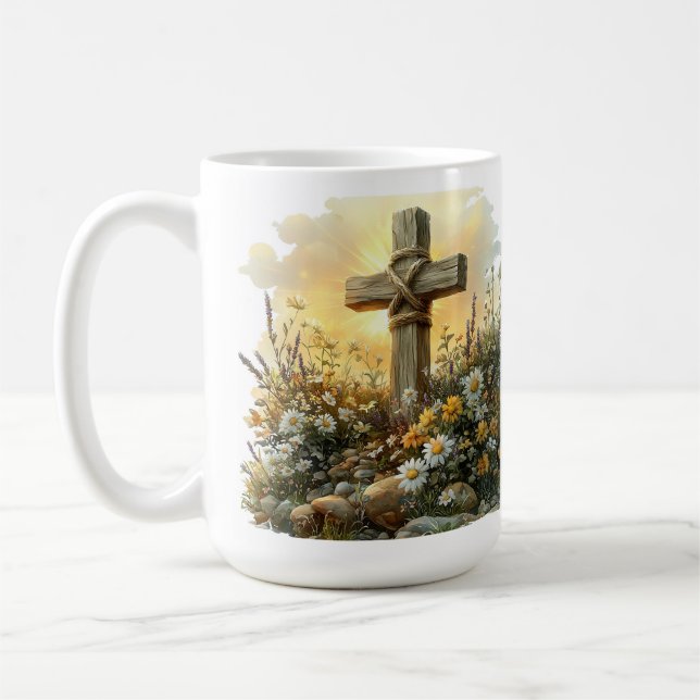 Ostergestaltung mit Wildblumenkreuz Kaffeetasse (Links)