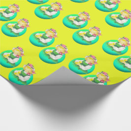 OsterGirl mit Osterkichel Vintag Geschenkpapier