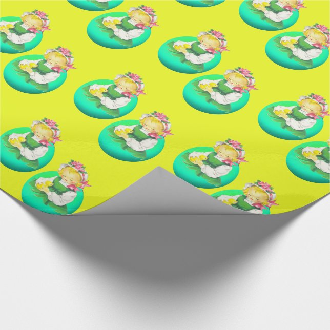 OsterGirl mit Osterkichel Vintag Geschenkpapier (Ecke)