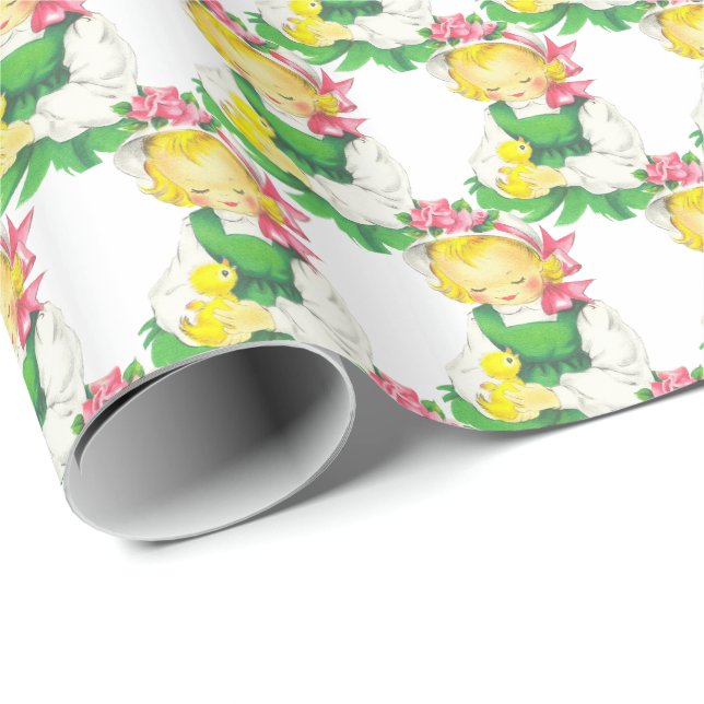 OsterGirl mit Osterkichel Vintag Geschenkpapier (Rolleneckpunkt)