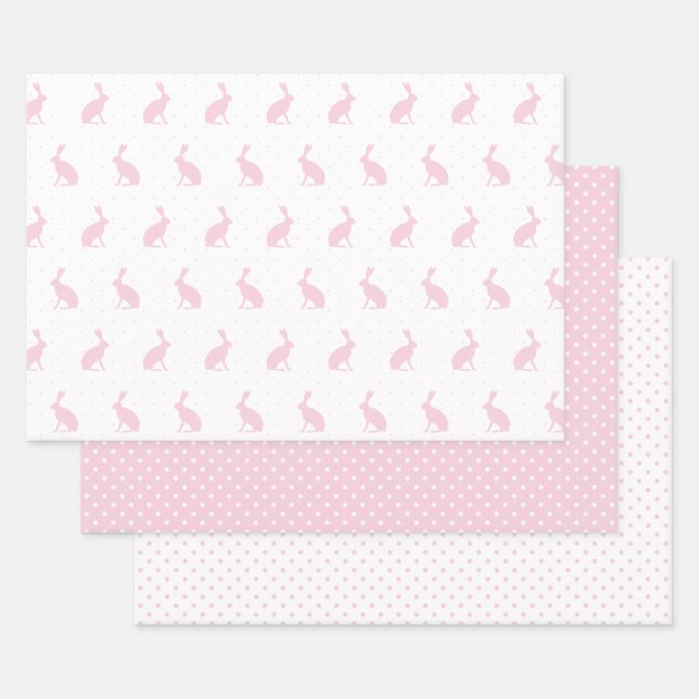OsterGirly Pink Bunnies und Polka Dots Muster. Geschenkpapier Set (Set)