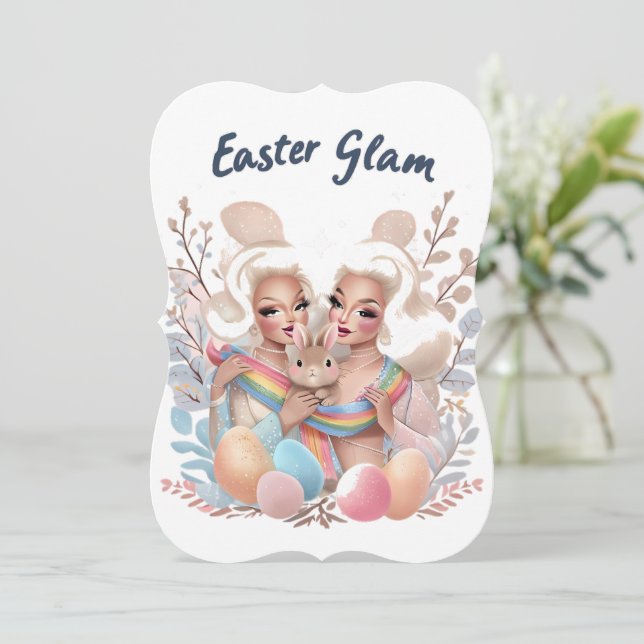Osterglam Drag Queen Easter Card (Stehend Vorderseite)