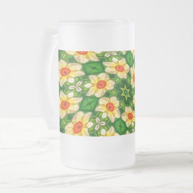 Osterglocke-Blume-Muster Mattglas Bierglas (Vorderseite Links)