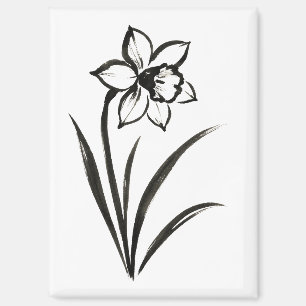 Osterglocken-Blume – Monochrome Botanische Kunst a Magnet