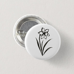 Osterglocken-Blüte – Monochrome botanische Kunst a Button