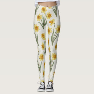 Osterglocken-Frühlingsblumen in sanftem Gelb und G Leggings