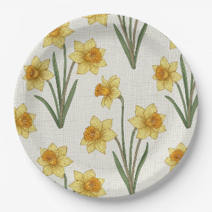 Osterglocken-Frühlingsblumen in sanftem Gelb und G Pappteller