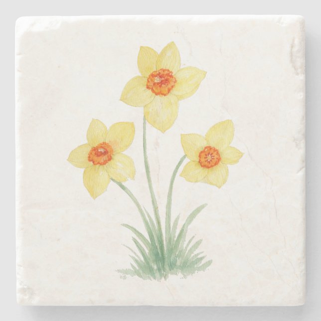 Osterglocken-Frühlingsblumenmalerei Steinuntersetzer (Vorderseite)