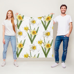 Osterglocken-Frühlingsflorales in sanftem Gelb und Fleecedecke