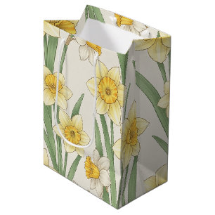 Osterglocken-Frühlingsflorales in sanftem Gelb und Mittlere Geschenktüte