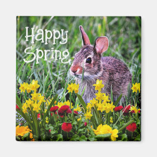 Osterglocken und wilder Hase Magnet