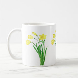 Osterglocken Wasserfarbe Gelb Floral Frühling Kaff Kaffeetasse