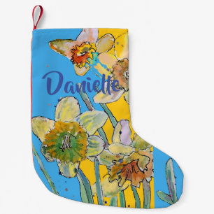 Osterglocken-Wasserfarben-Blumen-Blumen-Name-Strum Kleiner Weihnachtsstrumpf