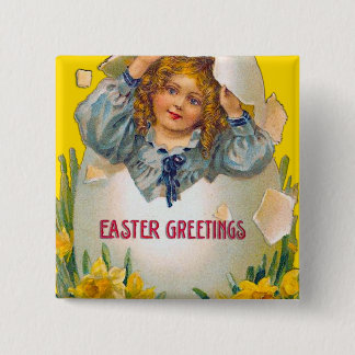 Osterglück-Taste Mädchen im Ei Button