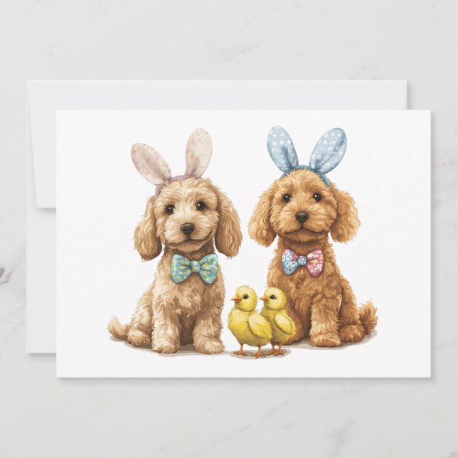 Ostergoldendoodle-Hunde Feiertagskarte (Vorderseite)