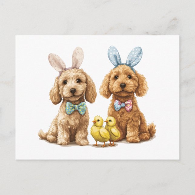 Ostergoldendoodle-Hunde Feiertagspostkarte (Vorderseite)