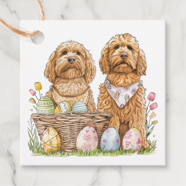 Ostergoldendoodle-Hunde Geschenkanhänger (Vorderseite)