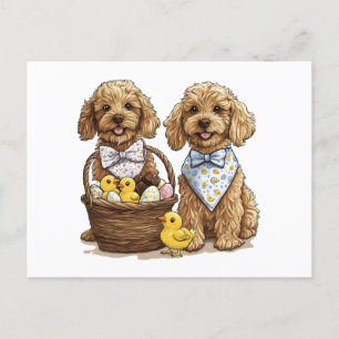 Ostergoldendoodle Hunde Osterhase Feiertagspostkarte