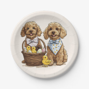 Ostergoldendoodle Hunde Osterhase Pappteller