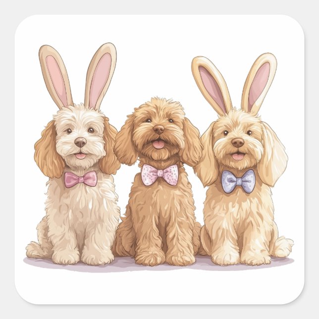Ostergoldendoodle-Hunde Quadratischer Aufkleber (Vorderseite)