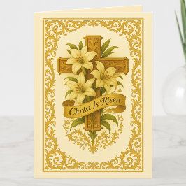 Ostergoldkreuz Lilies Christus ist Risen Feiertagskarte