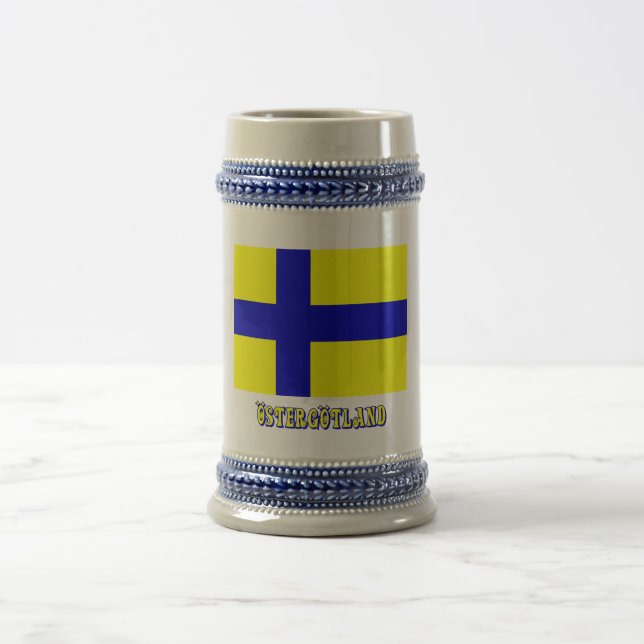 Östergötland Flagge mit dem Namen (nicht Bierglas (Mittel)