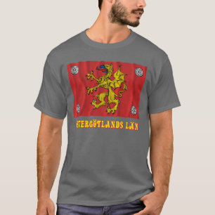 Östergötlands län wellenartig bewegende Flagge  T-Shirt