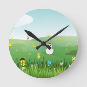 Ostergras Runde Wanduhr