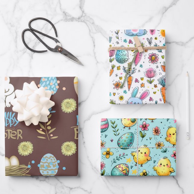 Ostergruppe Geschenkpapier Set (Vorderseite)