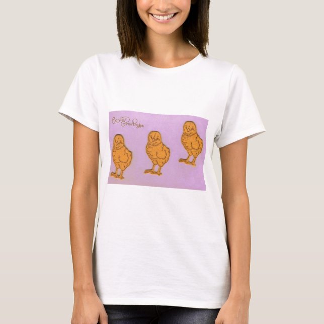 Ostergruß Chicks Lila T-Shirt (Vorderseite)