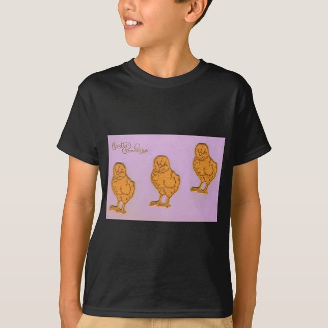 Ostergruß Chicks Lila T-Shirt (Vorderseite)