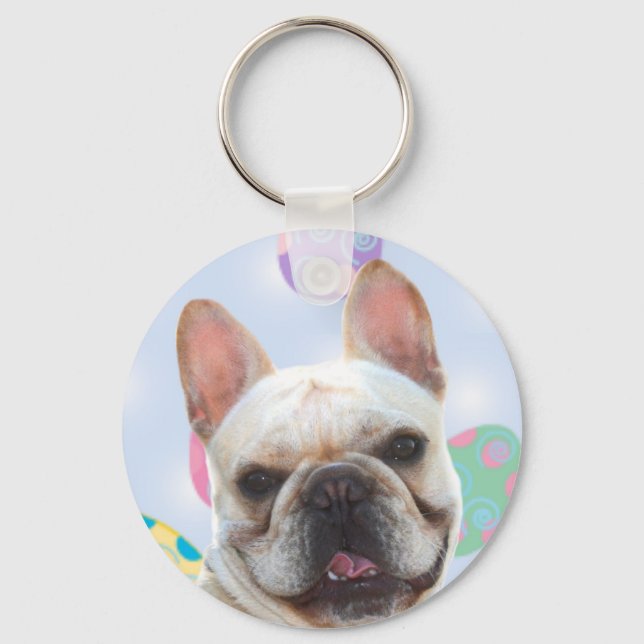 Ostergruß Französischer Bulldog Schlüsselanhänger (Vorderseite)