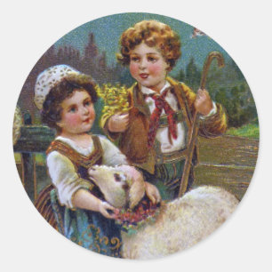 Ostergrüße 1908 runder aufkleber