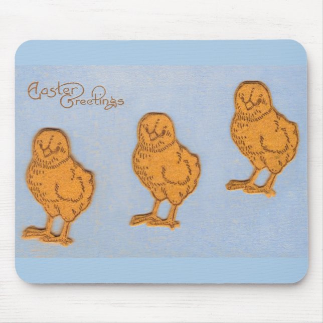 Ostergrüsse Chicks Blue Mousepad (Vorne)
