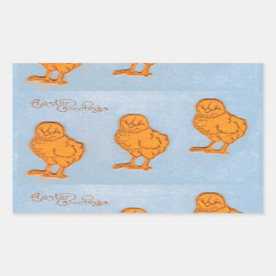 Ostergrüsse Chicks Blue Rechteckiger Aufkleber