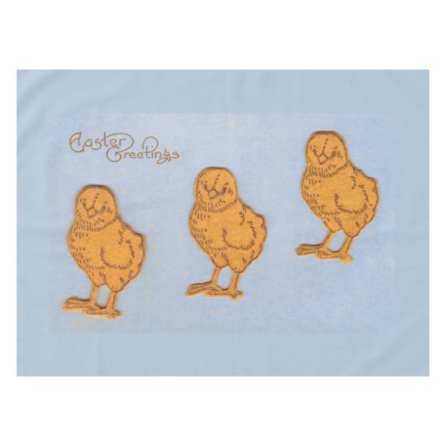 Ostergrüsse Chicks Blue Tischdecke (Vorderseite (Horizontal))