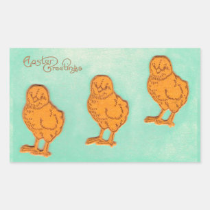 Ostergrüße Chicks Grün Rechteckiger Aufkleber